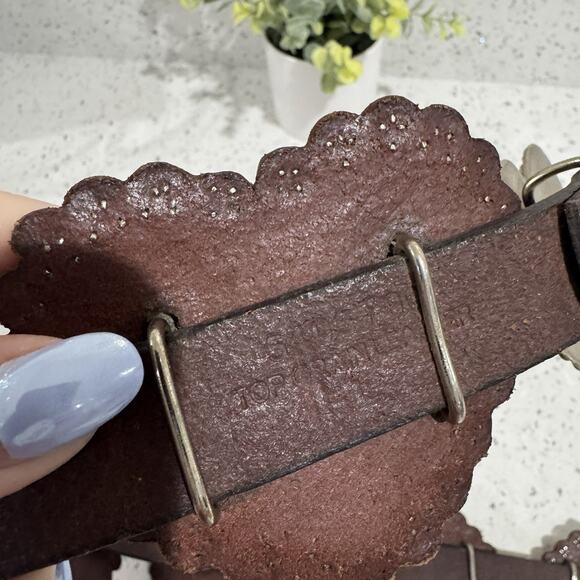 Vintage Y2K Rare Heart Metal Studded Leather Belt Large Boho Coastal Cowgirl - Picture 4 of 4